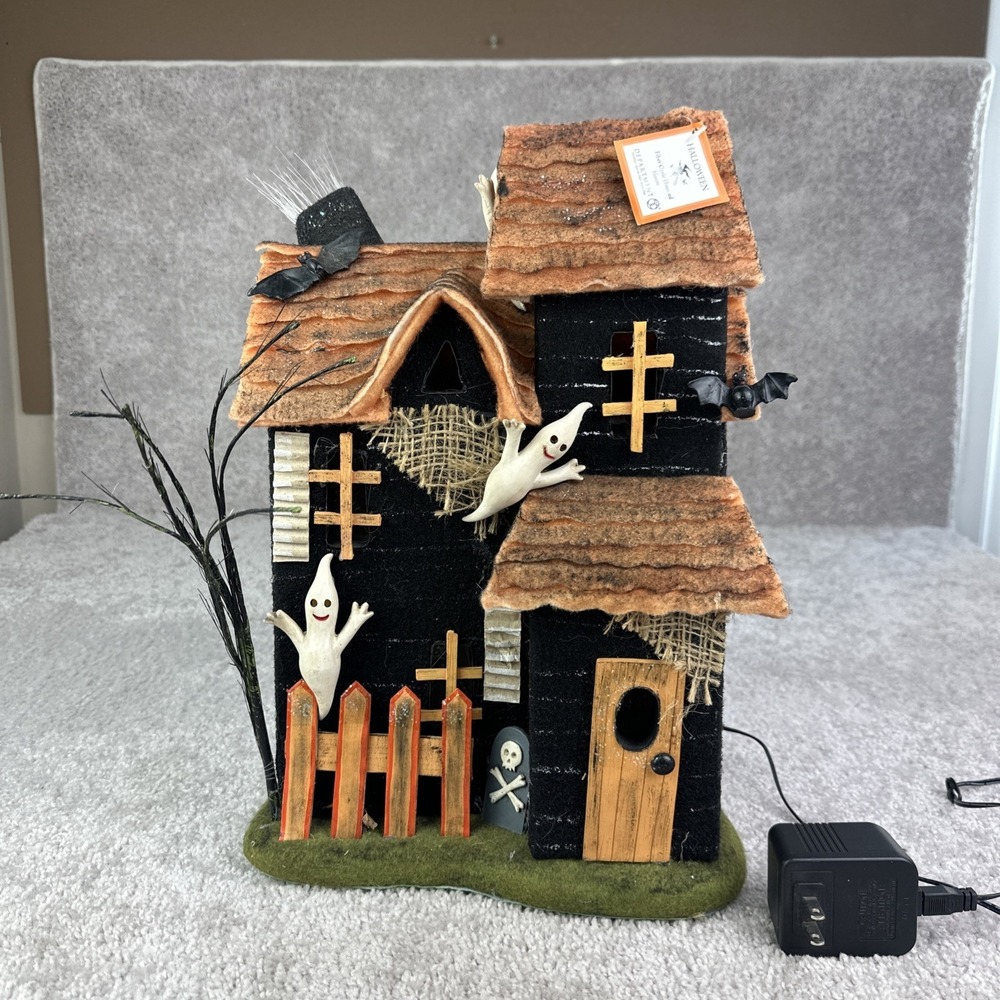 Vintage‎ Department 56 Fiber Optic Haunted House Ghost Bats Lights Up Working